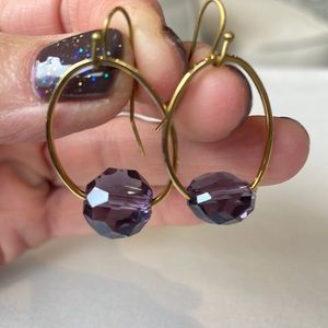 Amethyst gold hoop earrings